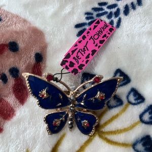 Betsey Johnson blue butterfly stretchy ring